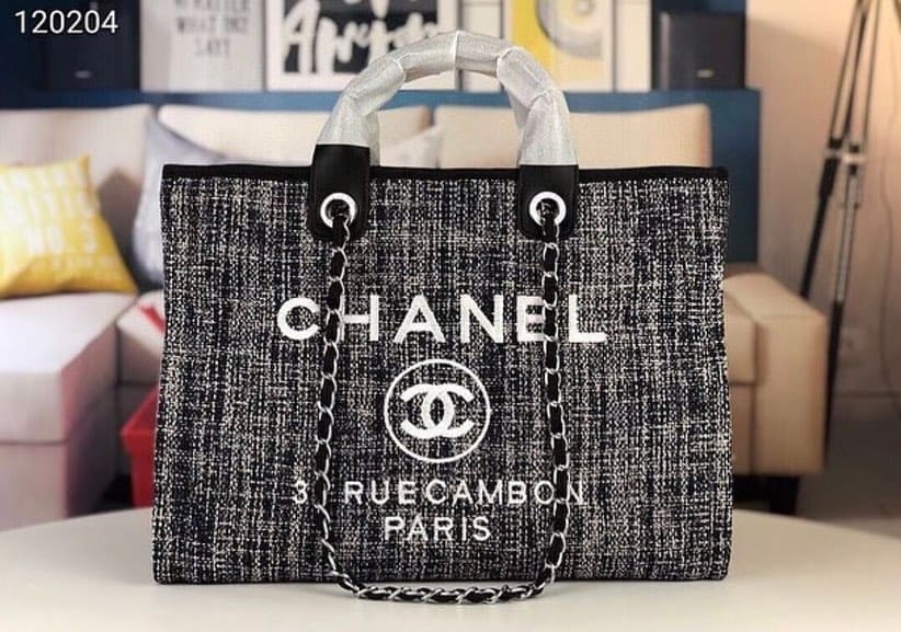 Luxurious FashionChanel Tote Bag Mixed Fibers and Silver Tone Metal